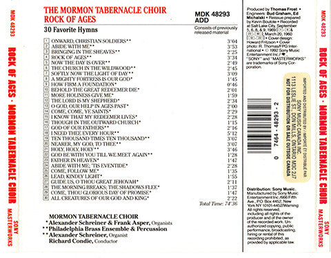 Mormon Tabernacle Choir, Philadelphia Brass Ensemble, Richard P. Condie, Alexander Schreiner, Frank W. Asper : Rock Of Ages (CD, Comp)