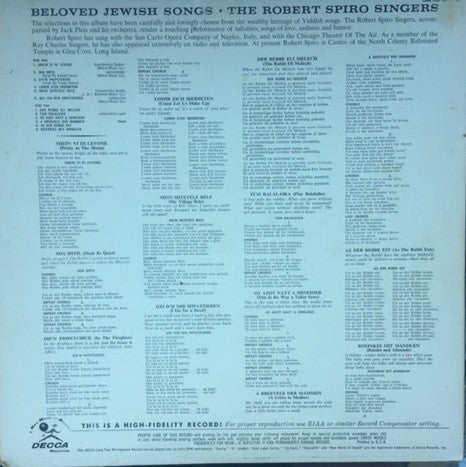 The Robert Spiro Singers : Beloved Jewish Songs (LP)
