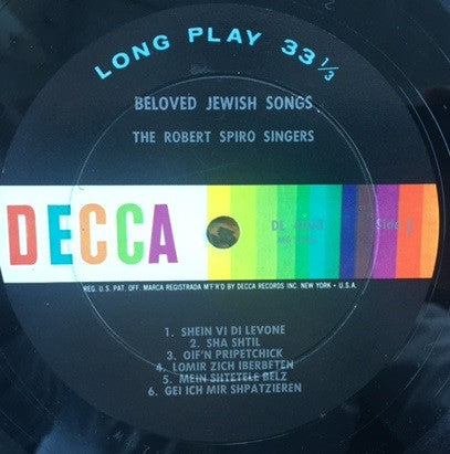 The Robert Spiro Singers : Beloved Jewish Songs (LP)