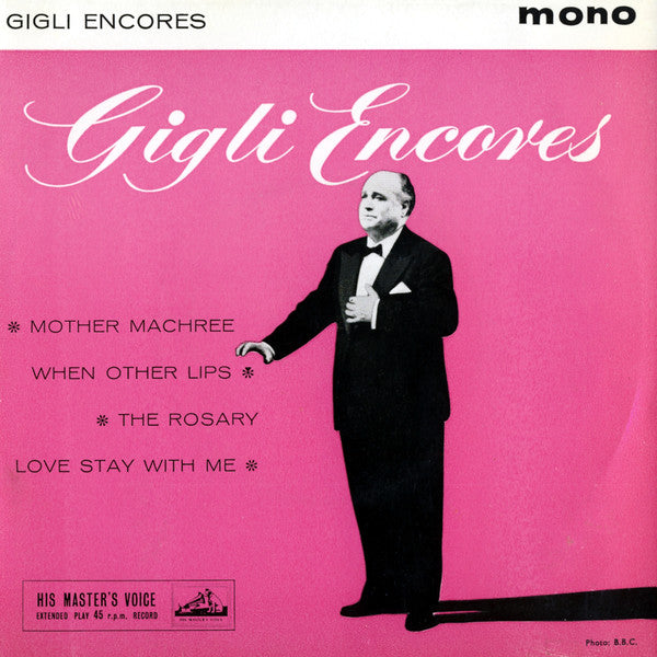 Beniamino Gigli : Gigli Encores (7", EP, Mono, RE)