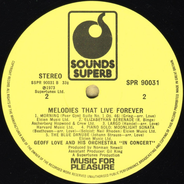 Geoff Love & His Orchestra : Melodies That Live Forever (LP, Comp)