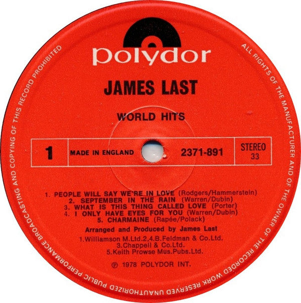 James Last : World Hits (LP, Album)