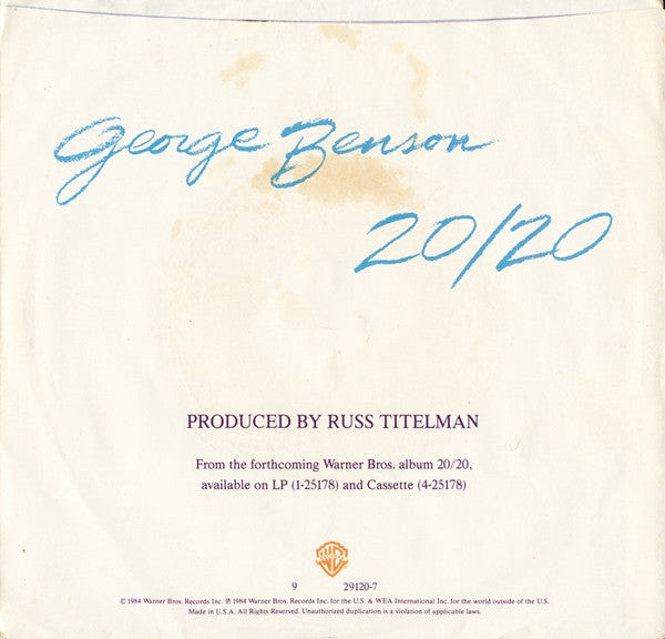 George Benson : 20/20 (7", Single, Styrene, All)
