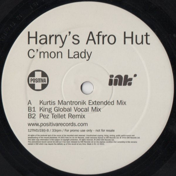Harry's Afro Hut : C'mon Lady (12", Promo)