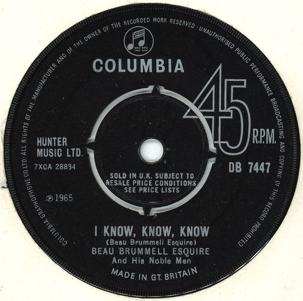 Beau Brummell Esquire And His Exclusive Noble-Men Orchestra : I Know, Know, Know (7", Single)