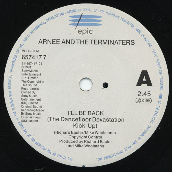 Arnee And The Terminaters : I'll Be Back (7", Single)