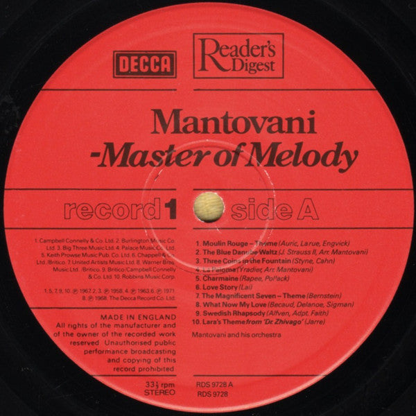 Mantovani : Master Of Melody (2xLP, Comp, Gat)