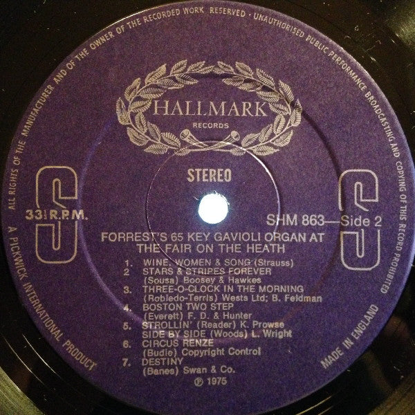 No Artist : Forrest's 65 Key Gavioli Organ At The Fair On The Heath (LP, Album)