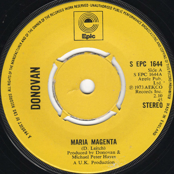 Donovan : Maria Magenta (7", Single, 4-P)