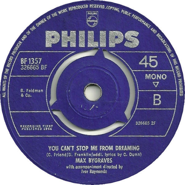Max Bygraves : Farewell To The Dames / You Can't Stop Me From Dreaming (7", Single, Mono)