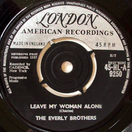 Everly Brothers : Like Strangers / Leave My Woman Alone (7", Single)