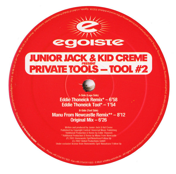 Junior Jack & Kid Crème Pres. Private Tools : Tool #2 (12")