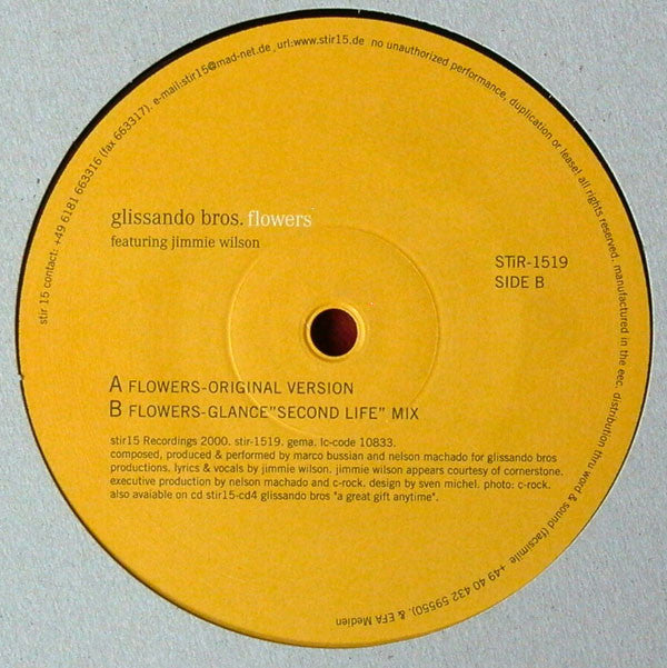 Glissando Bros. Featuring Jimmie Wilson (2) : Flowers (12")