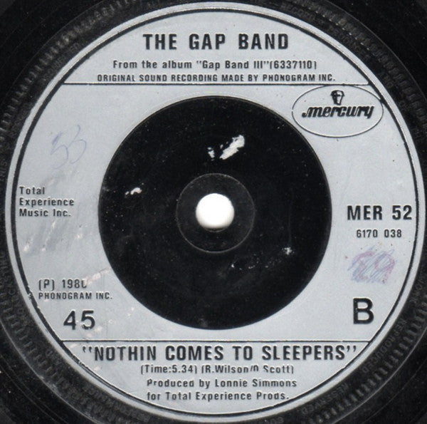 The Gap Band : Burn Rubber On Me (Why You Wanna Hurt Me) (7", Single, Sil)
