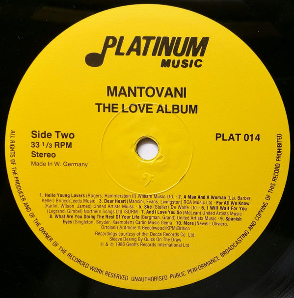 Mantovani : The Love Album (LP, Comp)