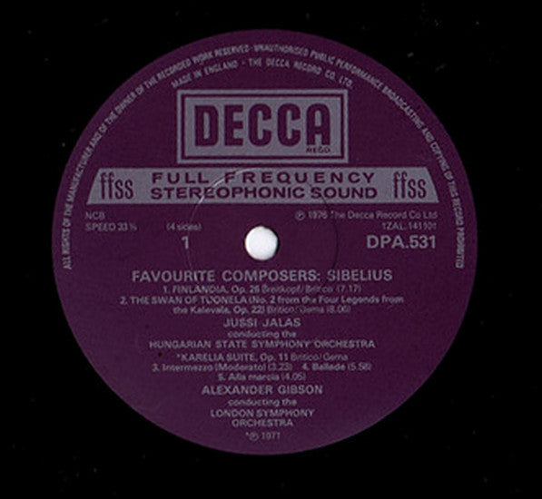 Jean Sibelius : Finlandia - Swan Of Tuonela - Vase Triste - Symphony No.2 - Karelia Suite - Violin Concerto (2xLP, Comp)