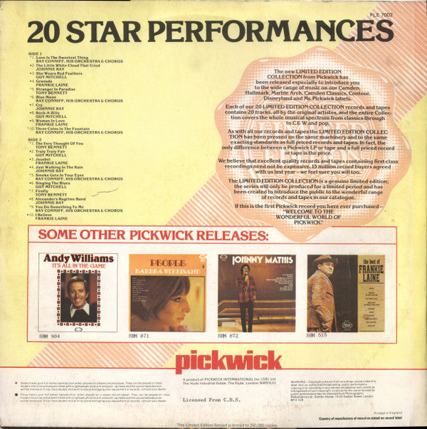 Various : 20 Star Performances (LP, Comp, Ltd)