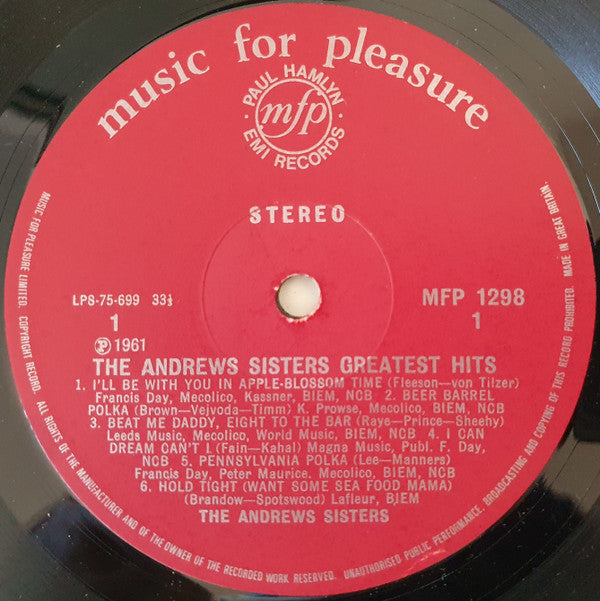 The Andrews Sisters : The Golden Hits Of The Andrews Sisters (LP, Album)
