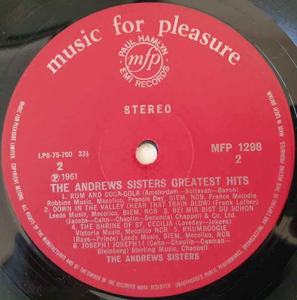 The Andrews Sisters : The Golden Hits Of The Andrews Sisters (LP, Album)