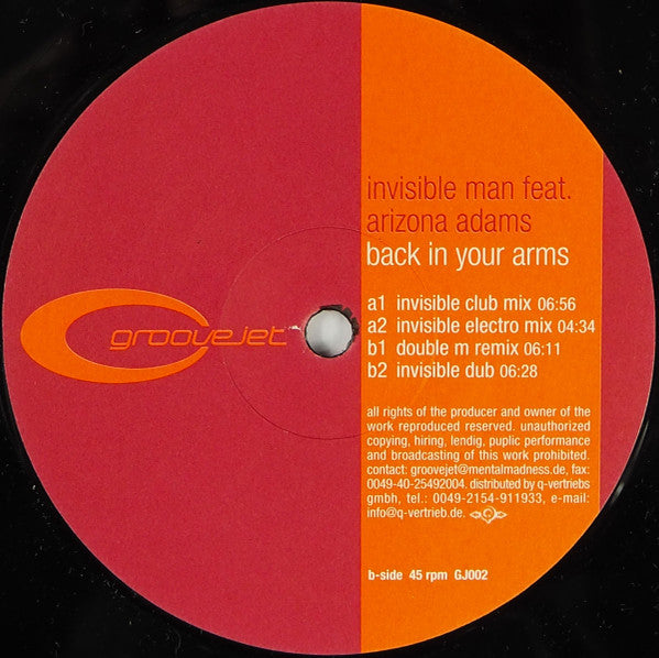 Invisible Man (4) Feat. Arizona Adams : Back In Your Arms (12")