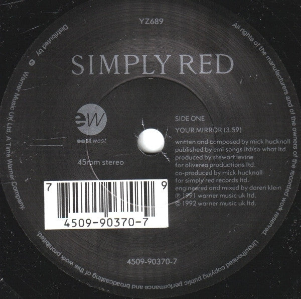 Simply Red : Your Mirror (7", Single)