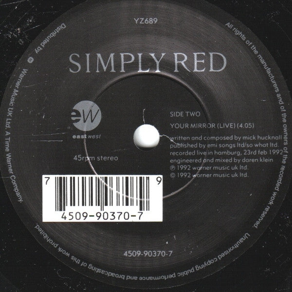 Simply Red : Your Mirror (7", Single)