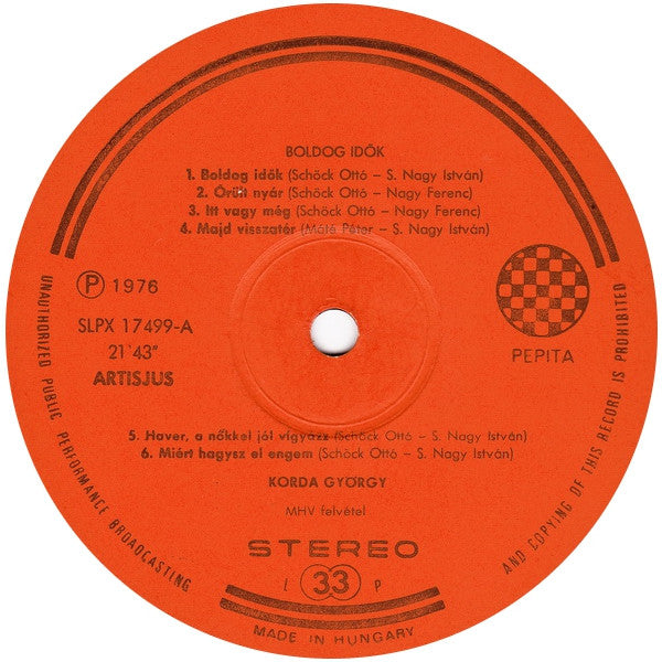 Korda György : Boldog Idők (LP, Album)