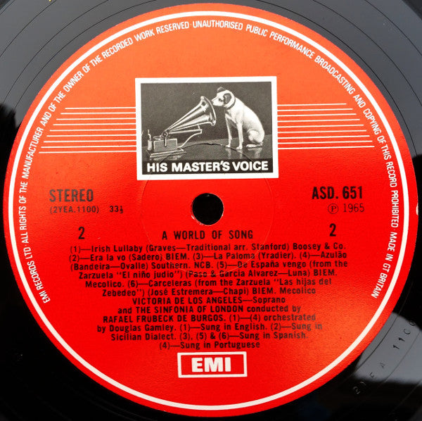 Victoria De Los Angeles : A World Of Song (LP, RE)