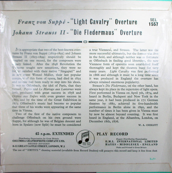 Herbert Von Karajan, Philharmonia Orchestra : “ Light Cavalry ” Overture, “ Die Fledermaus ” Overture (7", EP)