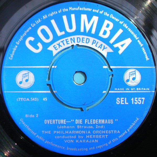 Herbert Von Karajan, Philharmonia Orchestra : “ Light Cavalry ” Overture, “ Die Fledermaus ” Overture (7", EP)