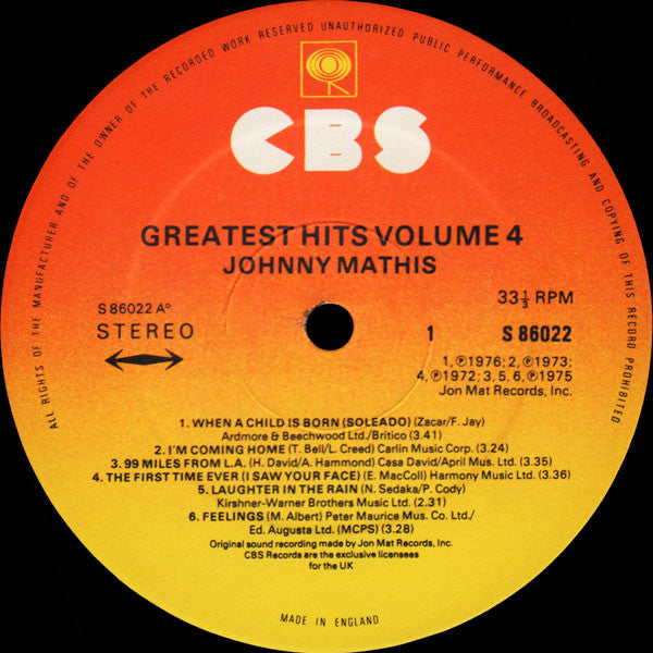 Johnny Mathis : Greatest Hits - Volume Four (LP, Comp)