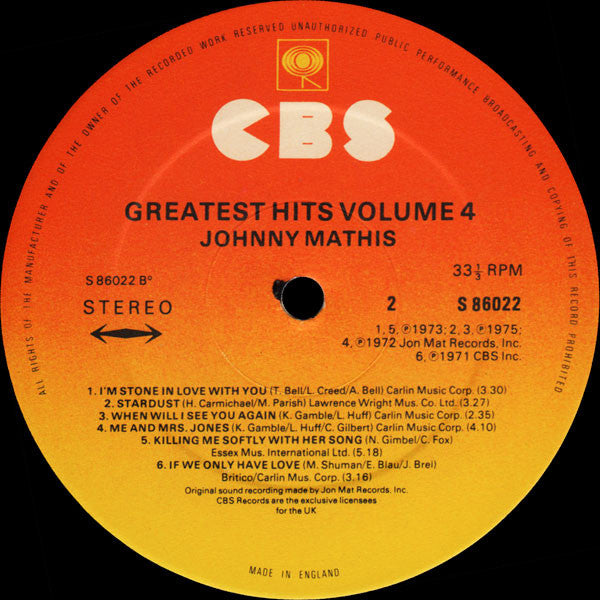 Johnny Mathis : Greatest Hits - Volume Four (LP, Comp)