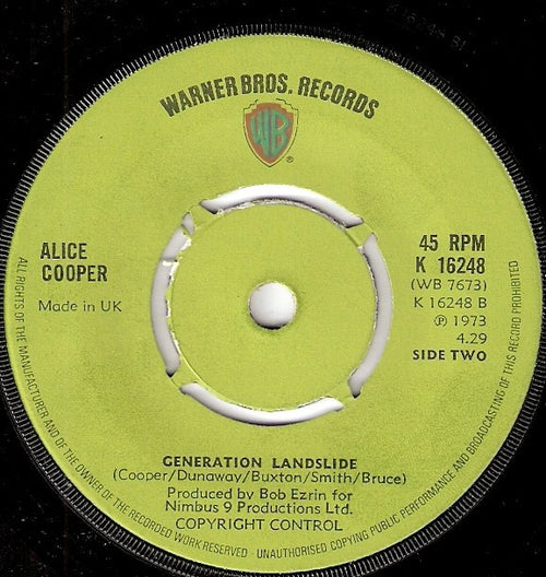 Alice Cooper : Hello Hurray (7", Single, Pus)