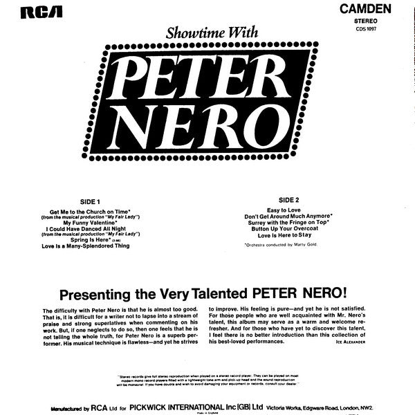 Peter Nero : Showtime With Peter Nero (LP, Comp, RE)
