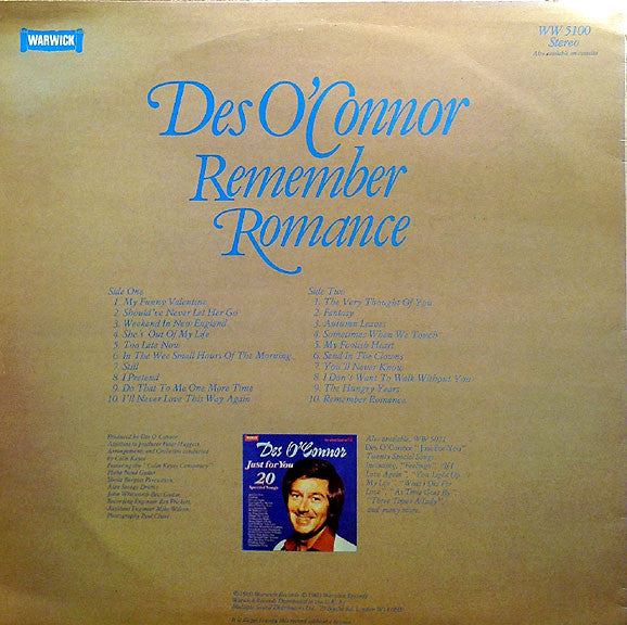 Des O'Connor : Remember Romance (LP)