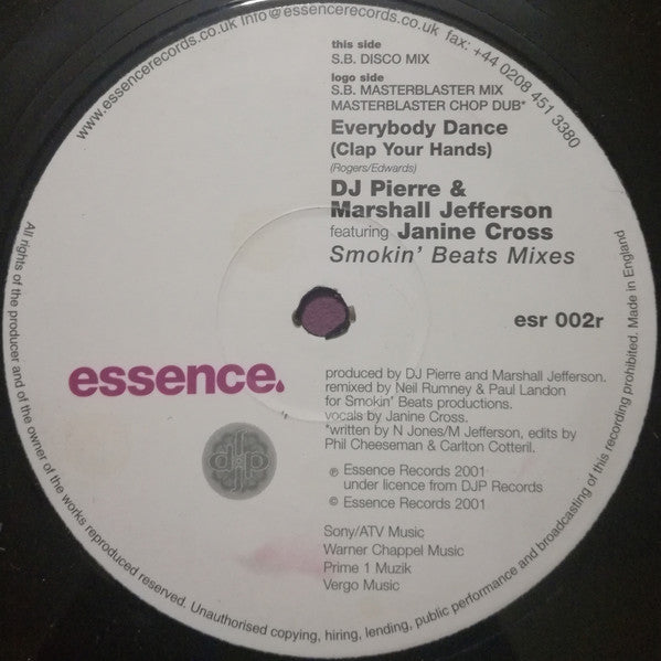 DJ Pierre & Marshall Jefferson Featuring Janine Cross : Everybody Dance (Clap Your Hands) (2x12")