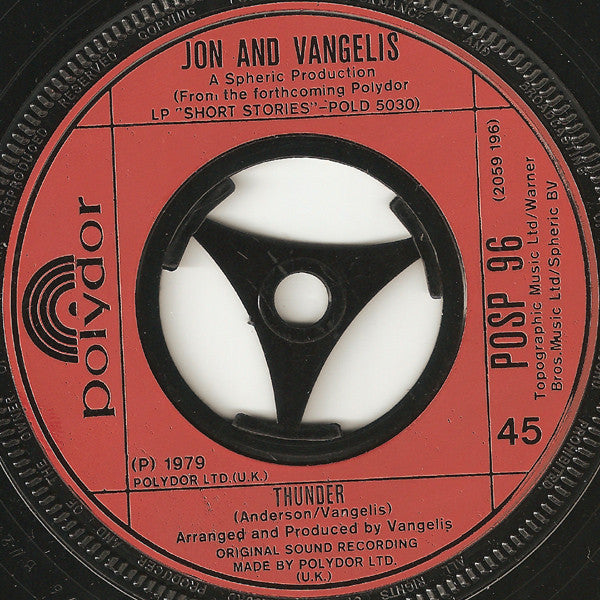 Jon & Vangelis : I Hear You Now (7", Single, Pic)