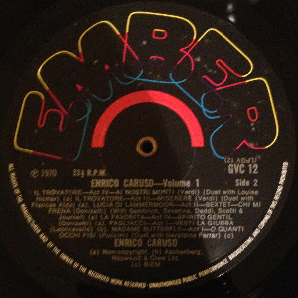 Enrico Caruso : Great Voices Of The Century Volume One (LP, Comp)