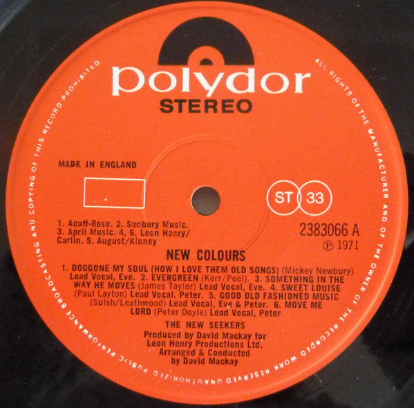 The New Seekers : New Colours (LP, Album)