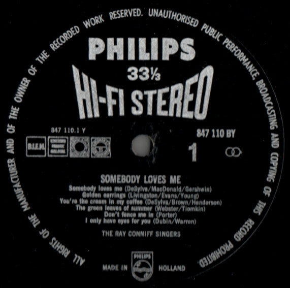 Ray Conniff And The Singers : Somebody Loves Me (LP, Album)