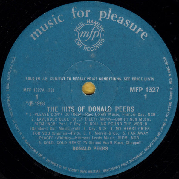 Donald Peers : The Hits Of Donald Peers (LP, Comp, Riv)