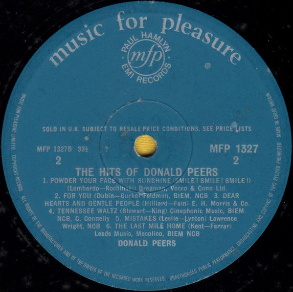 Donald Peers : The Hits Of Donald Peers (LP, Comp, Riv)