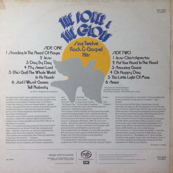 The Power & The Glory : Sing Twelve Rock & Gospel Hits (LP, Album)