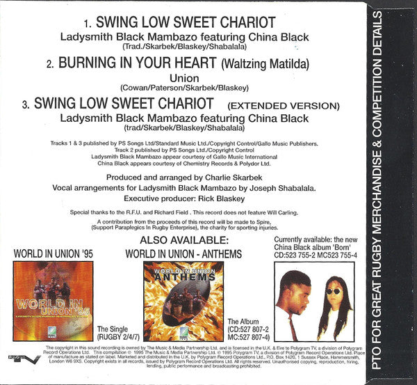 Ladysmith Black Mambazo Featuring China Black : Swing Low Sweet Chariot (CD, Single)