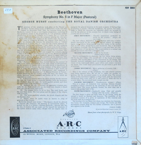 Ludwig Van Beethoven / Det Kongelige Kapel, George Hurst : The Pastoral Symphony - No. 6 In F Major Opus 68 (LP)
