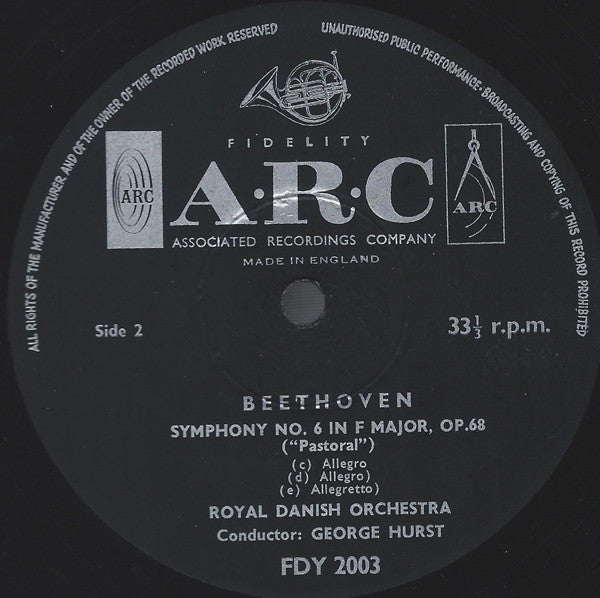 Ludwig Van Beethoven / Det Kongelige Kapel, George Hurst : The Pastoral Symphony - No. 6 In F Major Opus 68 (LP)