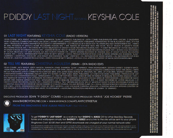 P. Diddy Feat. Keyshia Cole : Last Night (CD, Single)