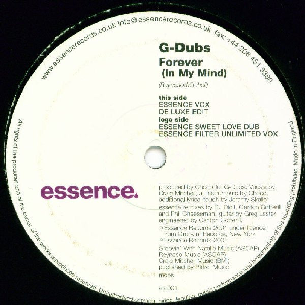G-Dubs : Forever (In My Mind) (12")