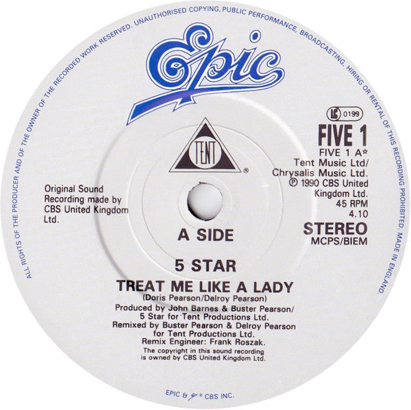 Five Star : Treat Me Like A Lady (7")