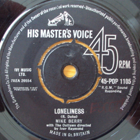Mike Berry With The Outlaws (3) : Don't You Think It's Time (7", RP)